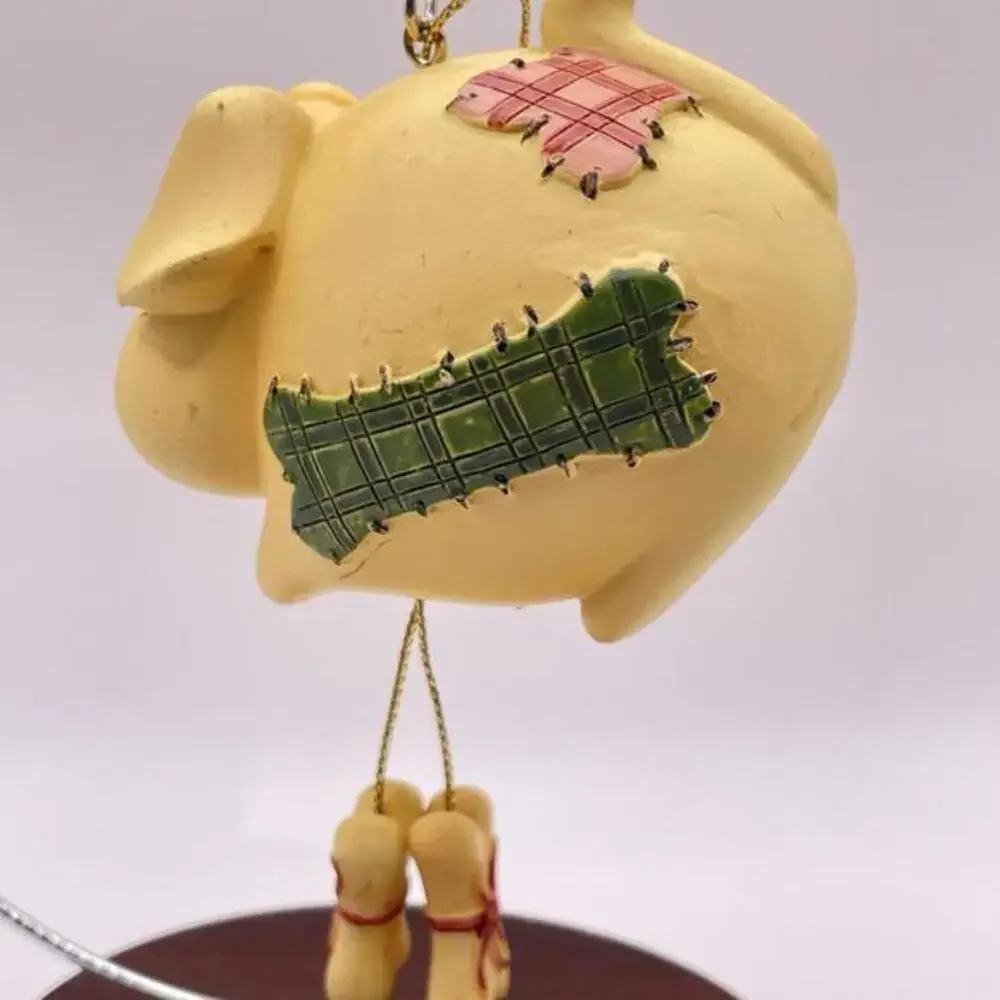 Vintage Patchwork Dog With‎ Dangling Bones Resin Christmas Ornament